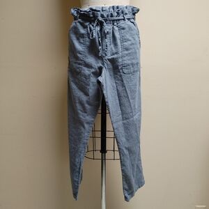 Love Tree Slate Ruffle Waistband Linen Mix Pants 4 Pockets S
